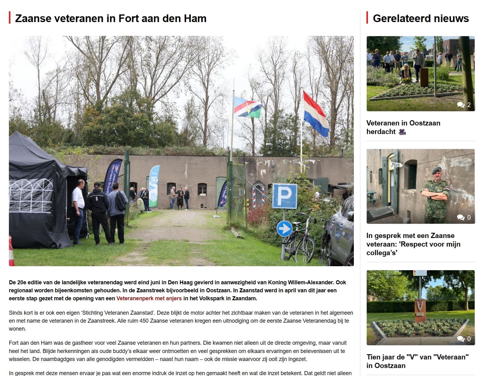 Krantenknipsel: Zaanse veteranen in Fort aan den Ham