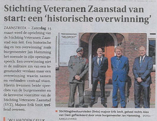 Stichting Veteranen zaanstad van start: een ‘historische overwinning’