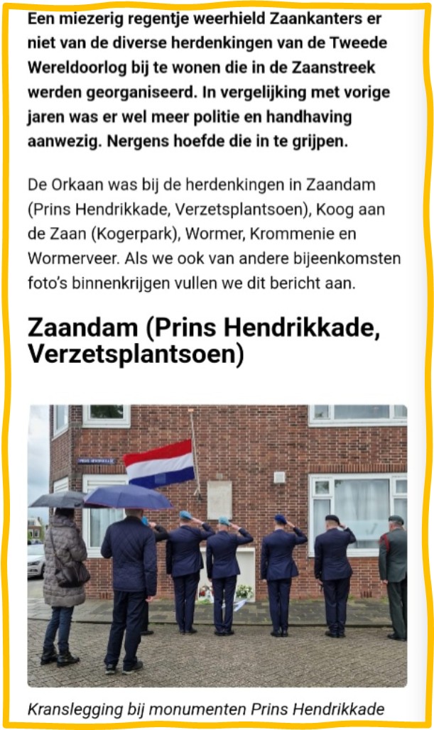 Kranslegging bij monumenten Prins Hendrikkade