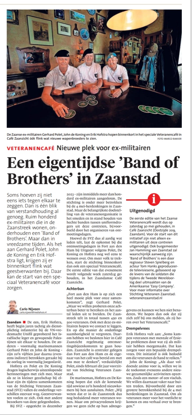 Een eigentijdse ‘band of brothers’ in zaanstad
